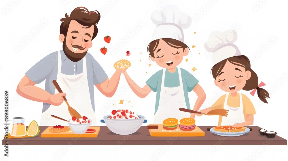Happy Family Cooking Together in the Kitchen Happy Family Cooking Together in the Kitchen