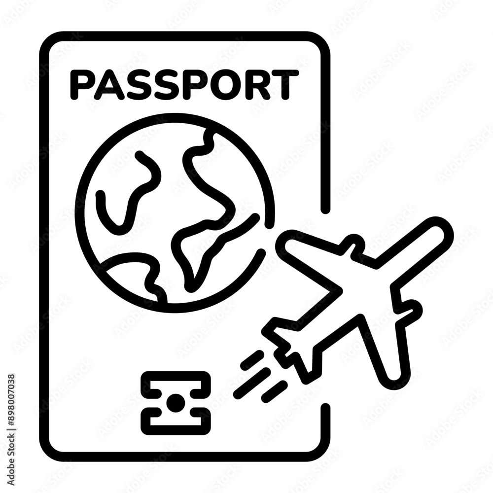 A passport icon designed in outline style A passport icon designed in outline style