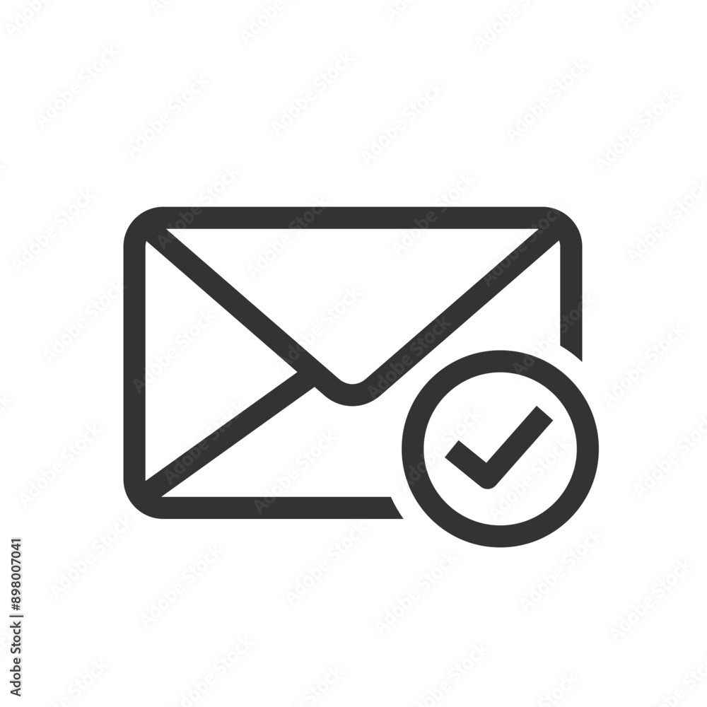 Email success checkmark symbol icon isolated flat style vector illustration. Email success checkmark symbol icon isolated flat style vector illustration.