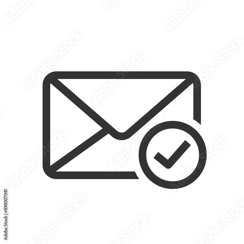 Email success checkmark symbol icon isolated flat style vector illustration.