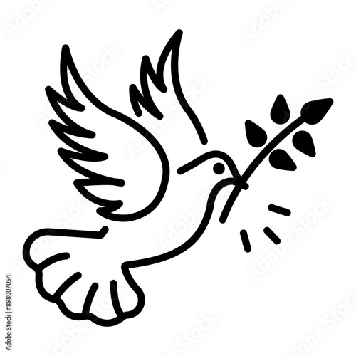 A glyph style icon of peace dove