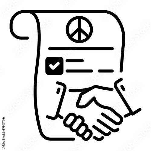 A peace agreement icon designed in line style 
