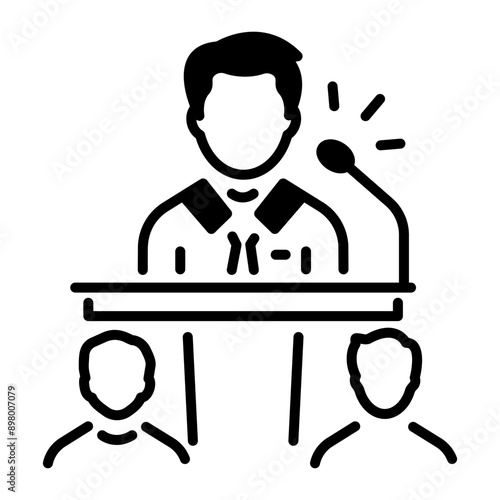A press conference icon designed in outline style 