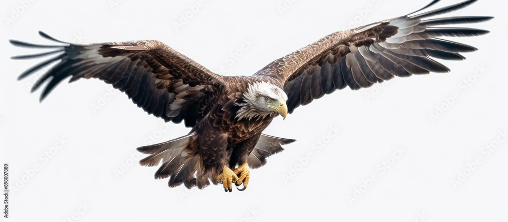Bald Eagle In Flight Against White Background Bald Eagle In Flight Against White Background