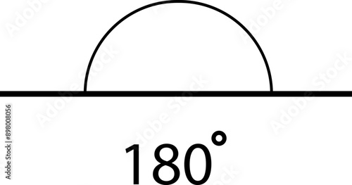 Angle icon. 180 degree measure. Math geometric design element. Technical architect blank. Trigonometry template. Triangle linear sign. Degree of arc and pie chart isolated on transparent background.
