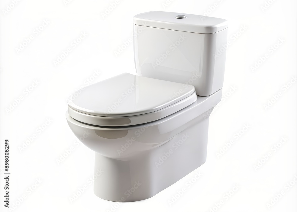 Clean and sleek white modern toilet with a closed lid, isolated on a pure white background, showcasing minimalism and contemporary bathroom design. Clean and sleek white modern toilet with a closed lid, isolated on a pure white background, showcasing minimalism and contemporary bathroom design.
