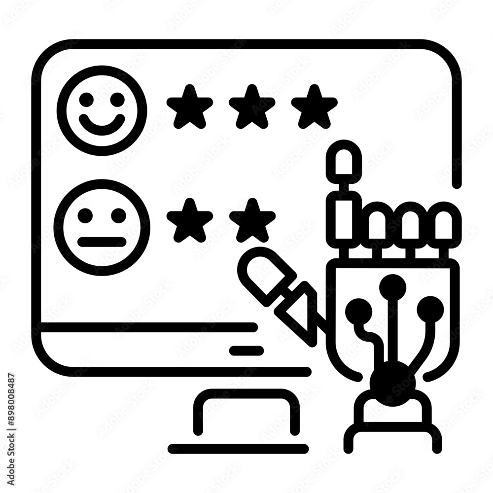 A line icon of automated feedback A line icon of automated feedback