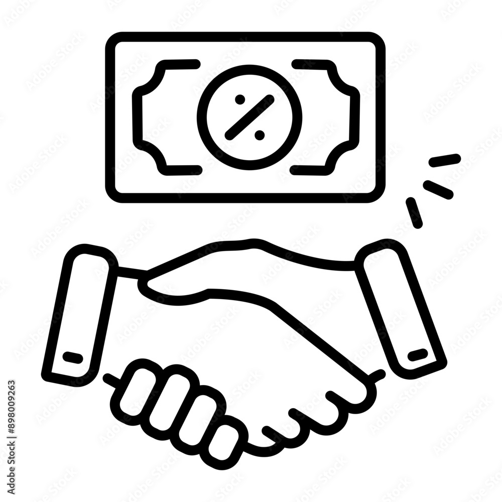 An outline style icon of commission An outline style icon of commission