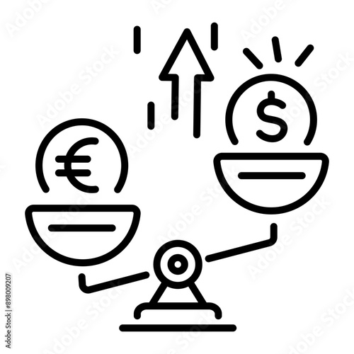 Outline style icon of money comparison 