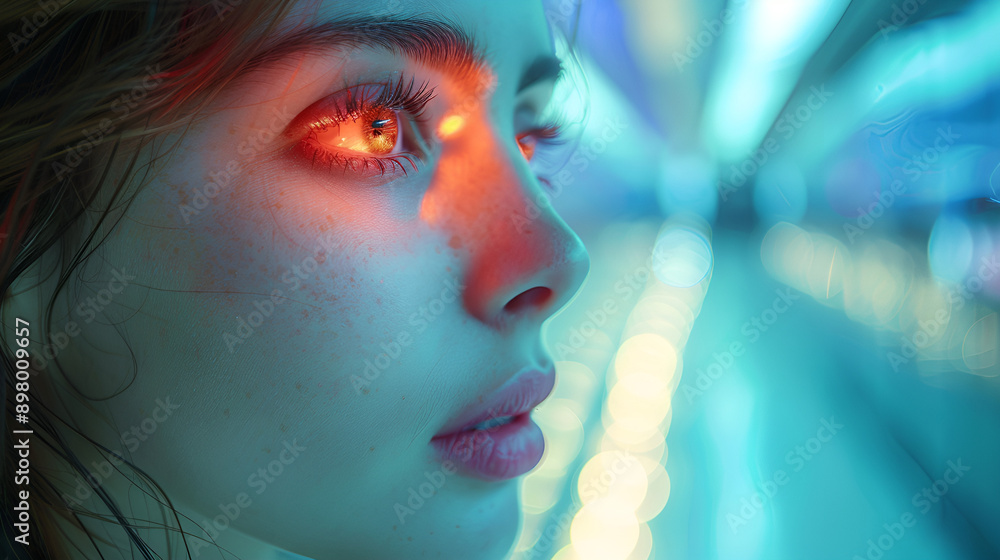 Portrait of a girl with brightly yellow eyes Portrait of a girl with brightly yellow eyes