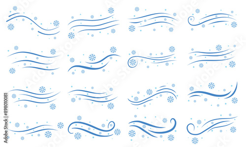 Cooling wind air elements, cooled air flow elements, doodle, cool wind air collection, cooling flowing Vector