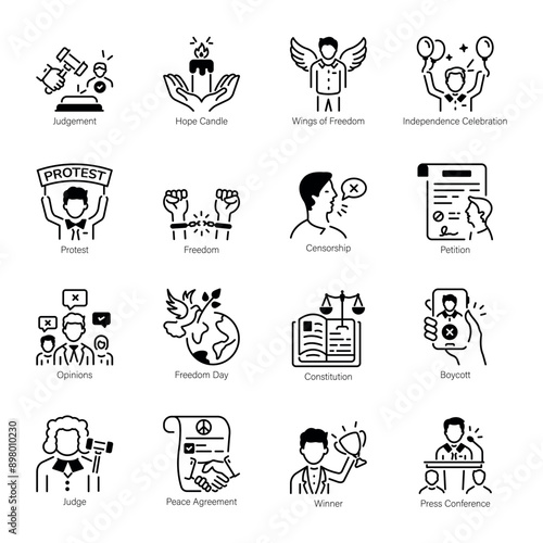 Bundle of Freedom Linear Icons 

