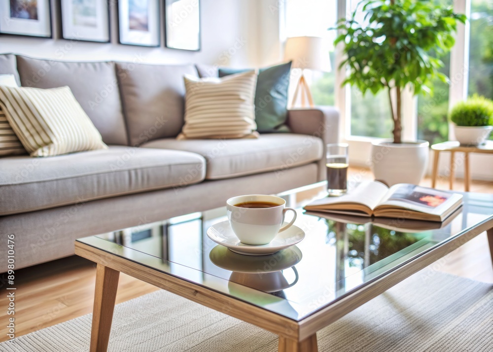 Stylish coffee table setup featuring a trendy fashion magazine, elegant coffee cup, and modern interior design elements in a bright and airy atmosphere. Stylish coffee table setup featuring a trendy fashion magazine, elegant coffee cup, and modern interior design elements in a bright and airy atmosphere.