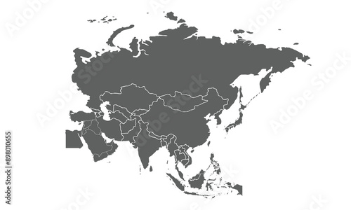 Asia map isolated on white background.for website layouts, background,education,precise, customizable,Travel worldwide, map silhouette backdrop,earth geography, political,reports.
