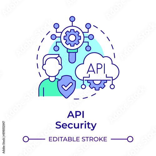Api security multi color concept icon. Person verification, access management. Round shape line illustration. Abstract idea. Graphic design. Easy to use in infographic, presentation