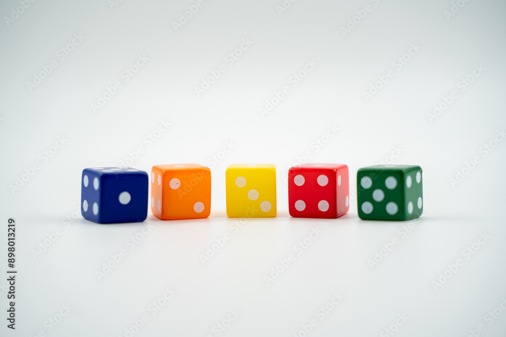 Colorful game dice isolated over white background. Colorful game dice isolated over white background.