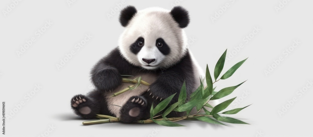 Cute Panda Cub with Bamboo Cute Panda Cub with Bamboo