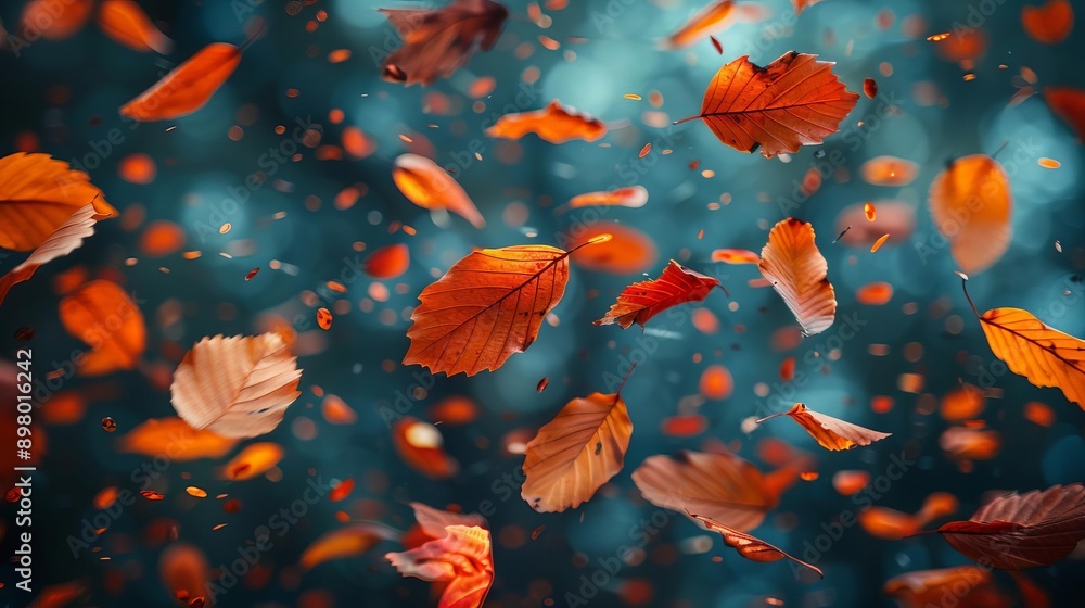 Assorted autumn leaves caught midswirling in the wind, vibrant and dynamic, seasonal change concept Assorted autumn leaves caught midswirling in the wind, vibrant and dynamic, seasonal change concept
