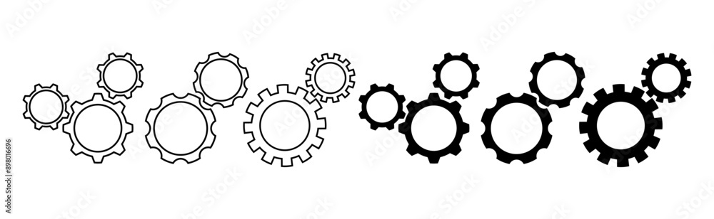 Setting gears icon. Cogwheel group. Gear design collection on white background Setting gears icon. Cogwheel group. Gear design collection on white background