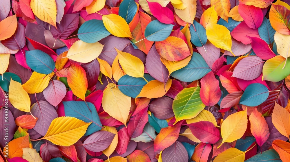 Closeup of colorful leaf pile, rich autumn hues and textures, fall season concept Closeup of colorful leaf pile, rich autumn hues and textures, fall season concept