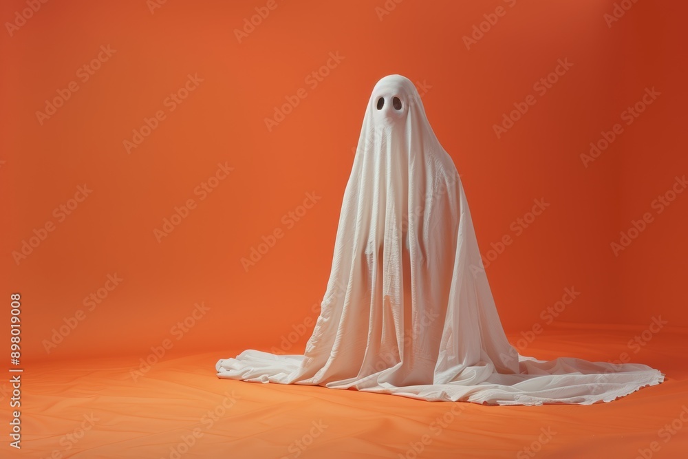 3D illustration mockup and rendering cute ghost, wrapped in a white sheet, radiating happiness within a delightful scene against a stunning isolated pastel background. 3D illustration mockup and rendering cute ghost, wrapped in a white sheet, radiating happiness within a delightful scene against a stunning isolated pastel background.