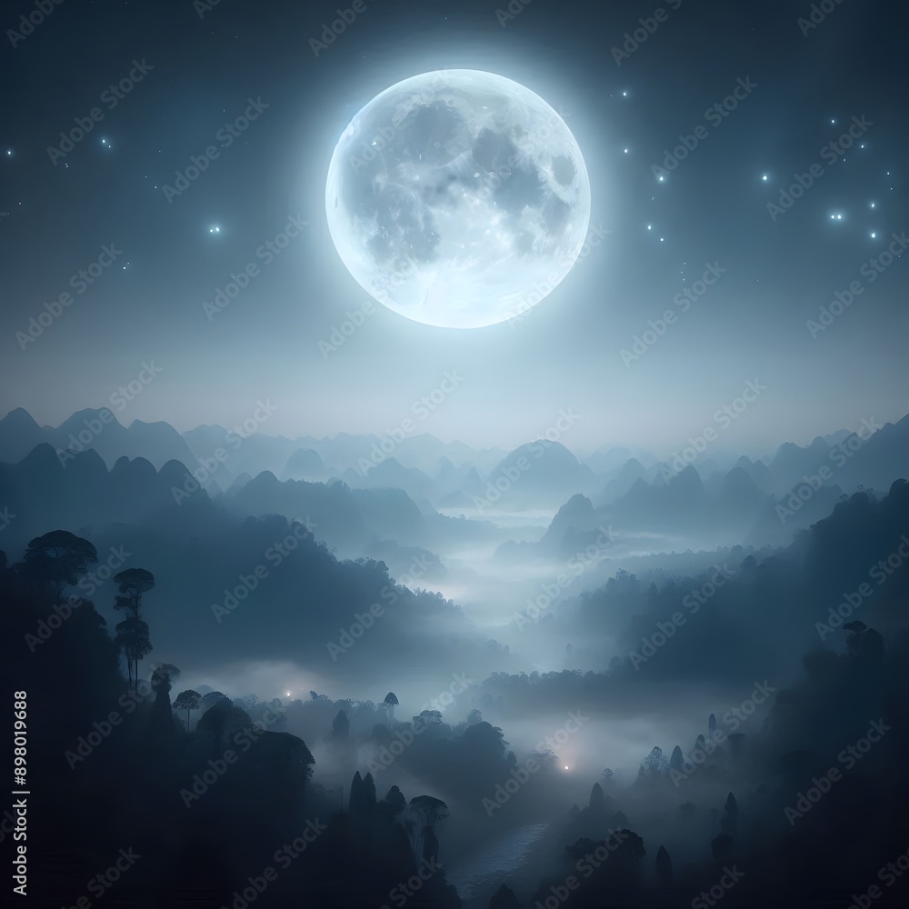 Full moon with a constellation visible, stars forming shapes in the sky. Full moon with a constellation visible, stars forming shapes in the sky.