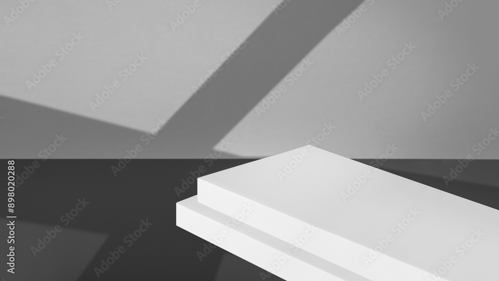 그림자가 있는 공간에 흰색 나무판이 있다. 그림자가 있는 공간에 흰색 나무판이 있다.