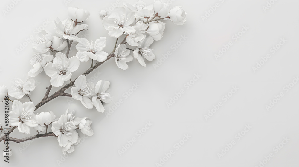 Sakura in white, flowers on a white background Sakura in white, flowers on a white background