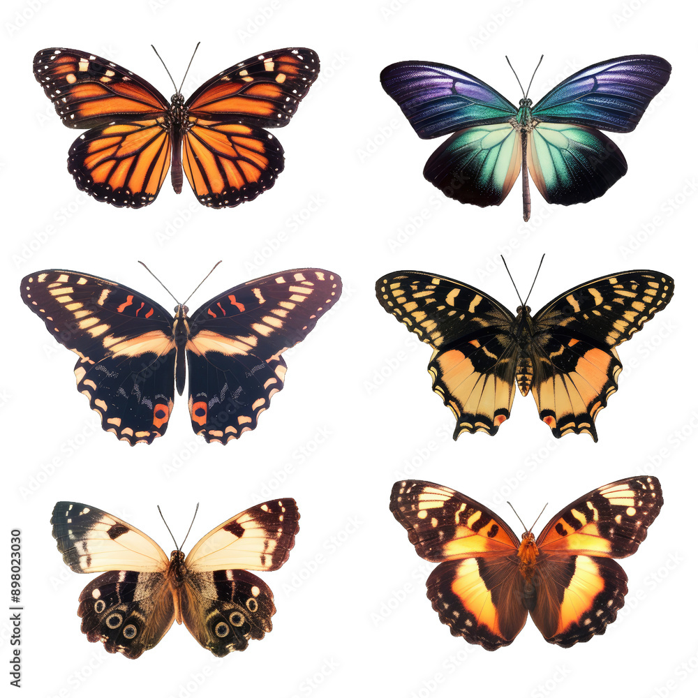 Obraz premium set of butterflies on white transparent background png