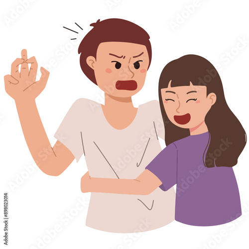  shocked and uncomforable hug couple illustration