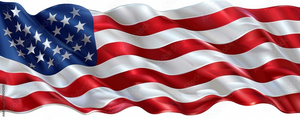 Vibrant American flag waving in the wind, showcasing bold red, white, and blue colors with stars and stripes representing the United States. Vibrant American flag waving in the wind, showcasing bold red, white, and blue colors with stars and stripes representing the United States.