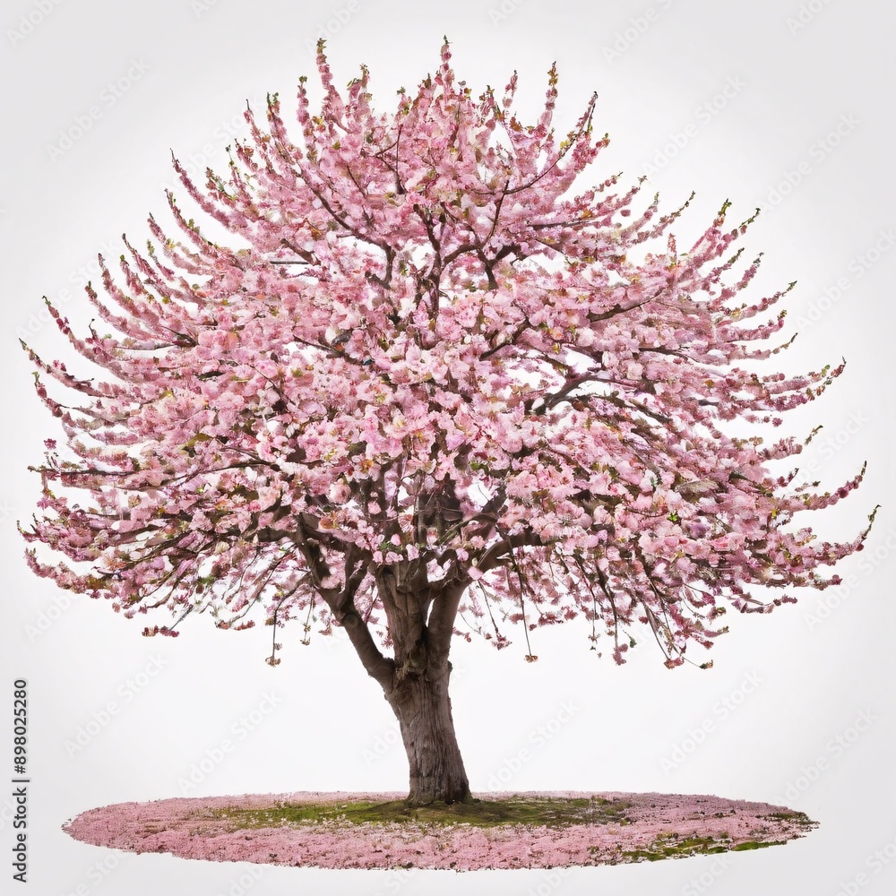 Fototapeta premium Cherry blossom tree isolated on white background