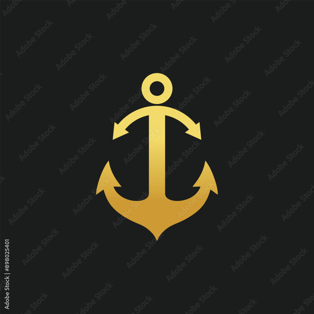 Anchor logo design vector with golden gradient and creative concept icon Anchor logo design vector with golden gradient and creative concept icon