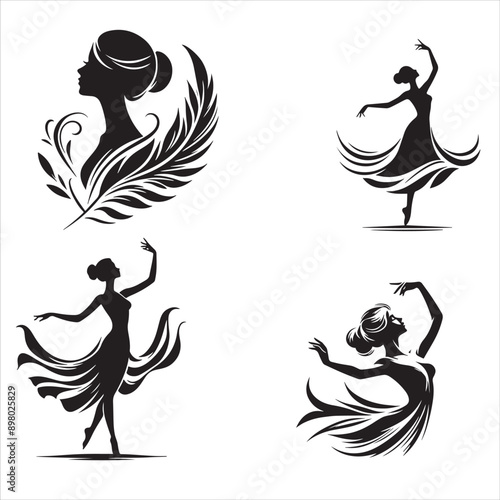 Silhouette Grace on clena vector isolated on white background 
 