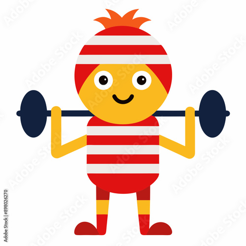 Vector athlete lifting weight in stripy costume vector illustration 