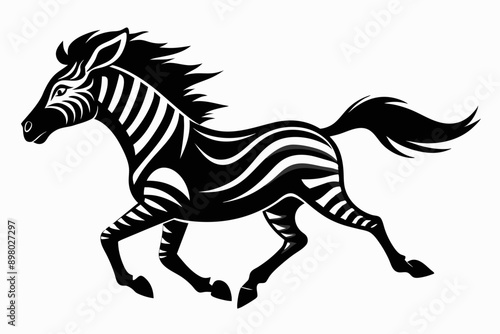 Zebra in black and white stripes. Vector illustration.
zebra in action silhouette vector illustration.
zebra silhouette, icon logo.
jumping striped African Zebra, hand-drawn.
