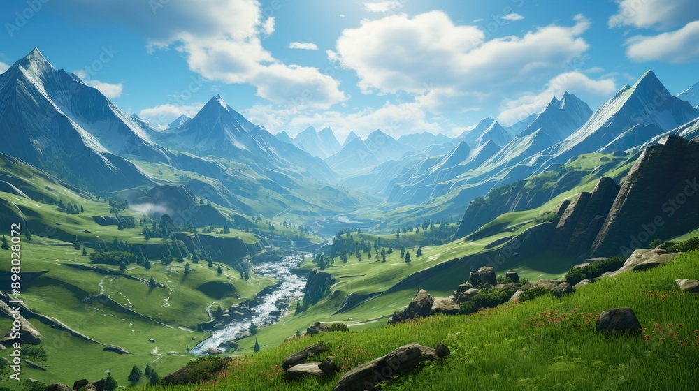 Fototapeta premium A picture background with a wide area for text, highlighting mountains,