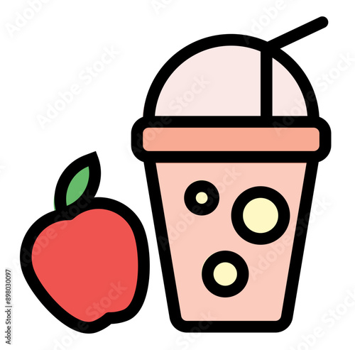 Smothie Filled Line Icon Illustration