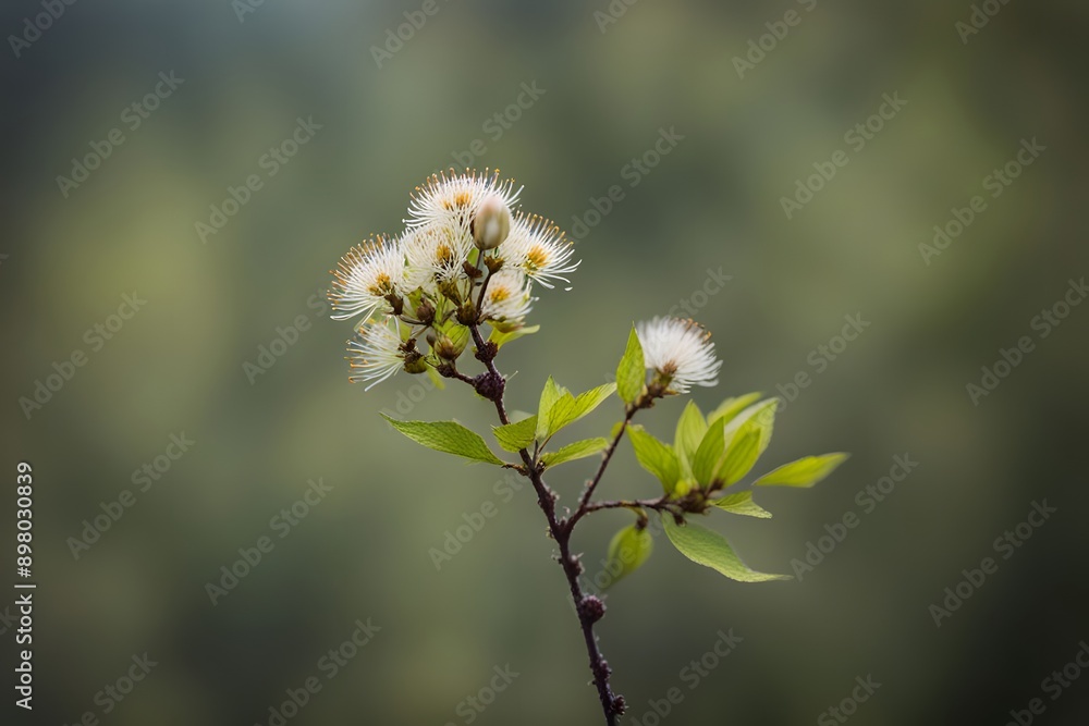 Obraz premium Mountain witch alder flower bokeh background, AI Generated