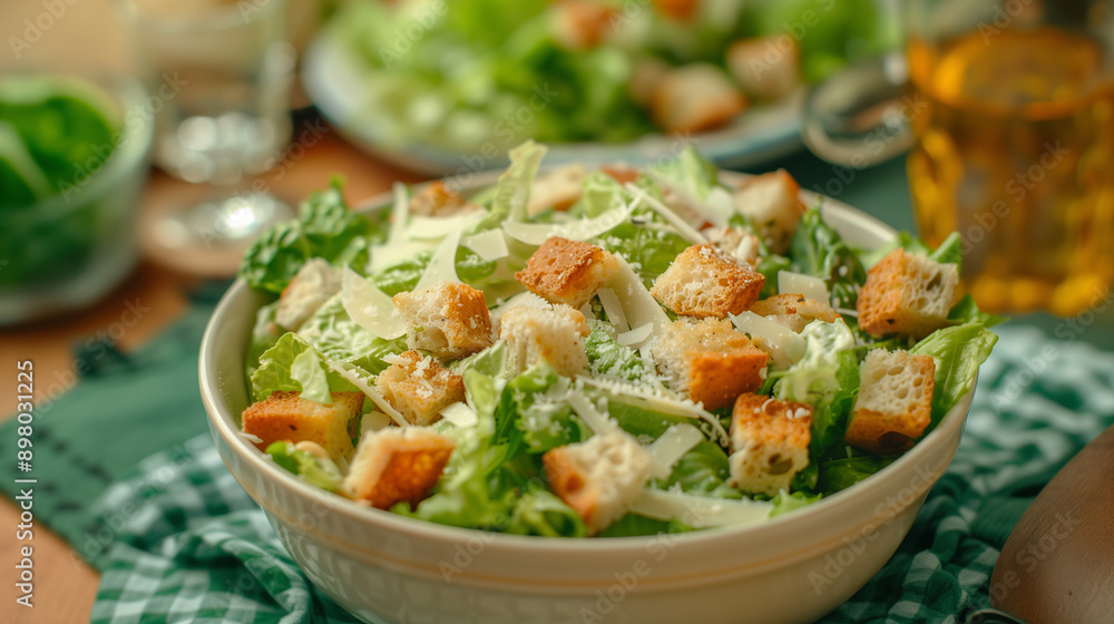Fresh Caesar Salad | Romaine Lettuce, Croutons, Parmesan Cheese, and Caesar Dressing | High-Quality Adobe Stock Photo | Perfect for Food Blogs, Menus, and Recipe Books Fresh Caesar Salad | Romaine Lettuce, Croutons, Parmesan Cheese, and Caesar Dressing | High-Quality Adobe Stock Photo | Perfect for Food Blogs, Menus, and Recipe Books