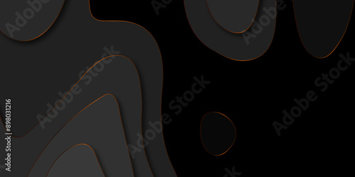 Vector abstract black origami papercut vintage digital smooth carve wave line light backdrop background. topography map line wavy dark graphic design paper modern creative pattern background.
