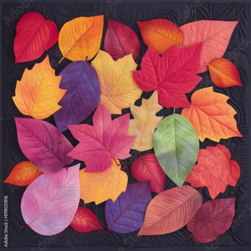 Wallpaper Mural Colorful fall leaf border, rich in hues and textures, perfect for seasonal framing Torontodigital.ca