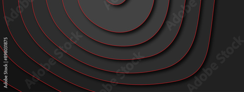 Vector abstract black origami papercut vintage digital smooth carve wave line light backdrop background. topography map line wavy dark graphic design paper modern creative pattern background.
