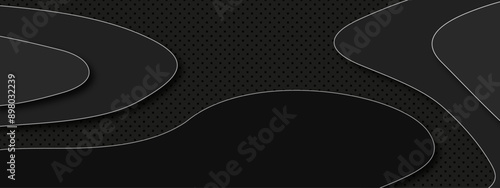 Vector abstract black origami papercut vintage digital smooth carve wave line light backdrop background. topography map line wavy dark graphic design paper modern creative pattern background.