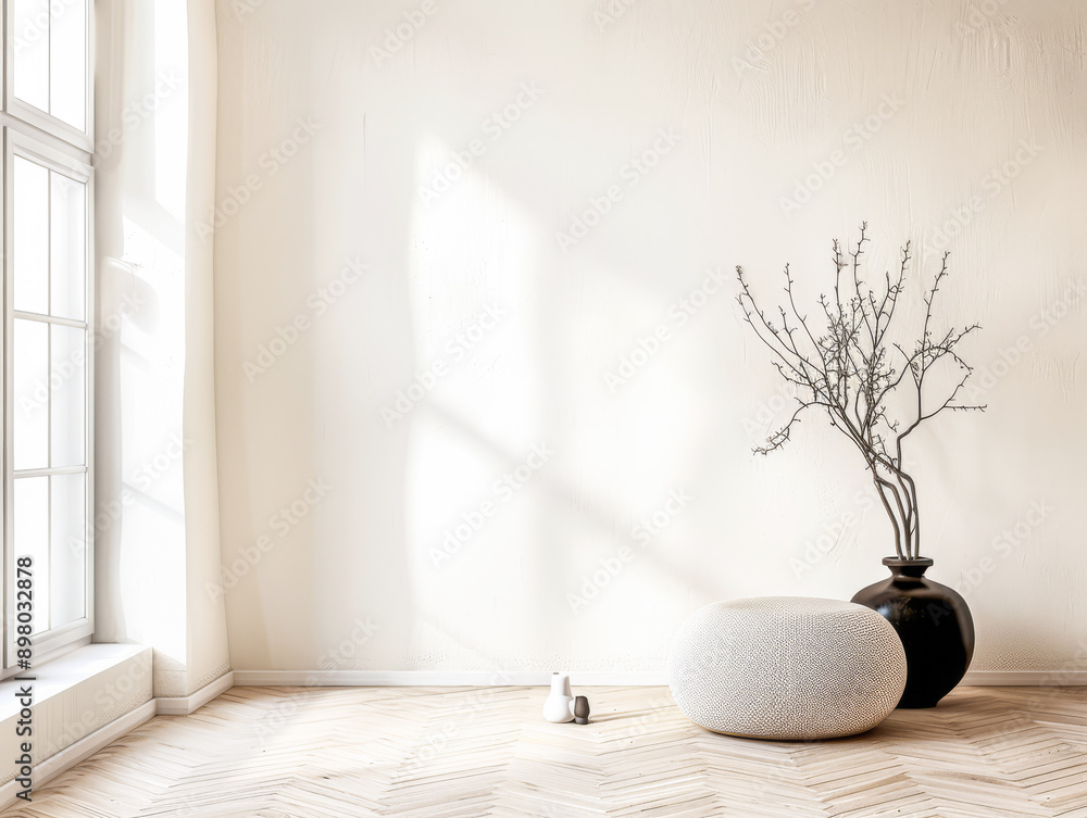 Minimalist interiors design composition with zen touches and neutral colors. Luxury oriental interiors with copy space. Minimalist interiors design composition with zen touches and neutral colors. Luxury oriental interiors with copy space.
