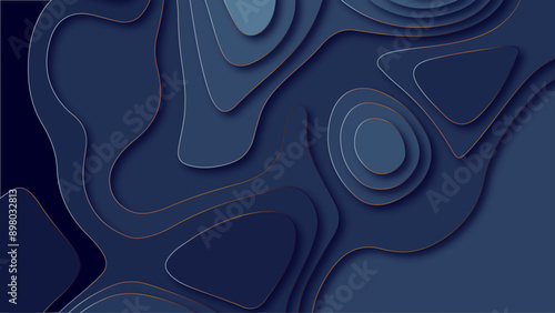 Vector abstract blue origami papercut vintage digital smooth carve wave line light backdrop background. topography map line wavy dark graphic design paper modern creative pattern background.