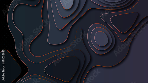 Vector abstract blue origami papercut vintage digital smooth carve wave line light backdrop background. topography map line wavy dark graphic design paper modern creative pattern background.