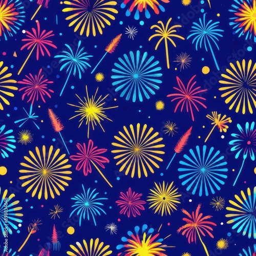 Wallpaper Mural Seamless pattern of carnival fireworks and sparklers, Generative AI Torontodigital.ca