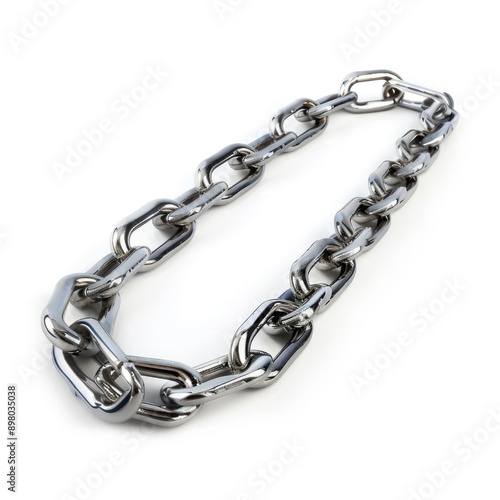 Close-up of a Shiny Metal Chain in a Circular Shape