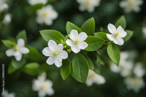 Mock orange flower bokeh background, AI Generated